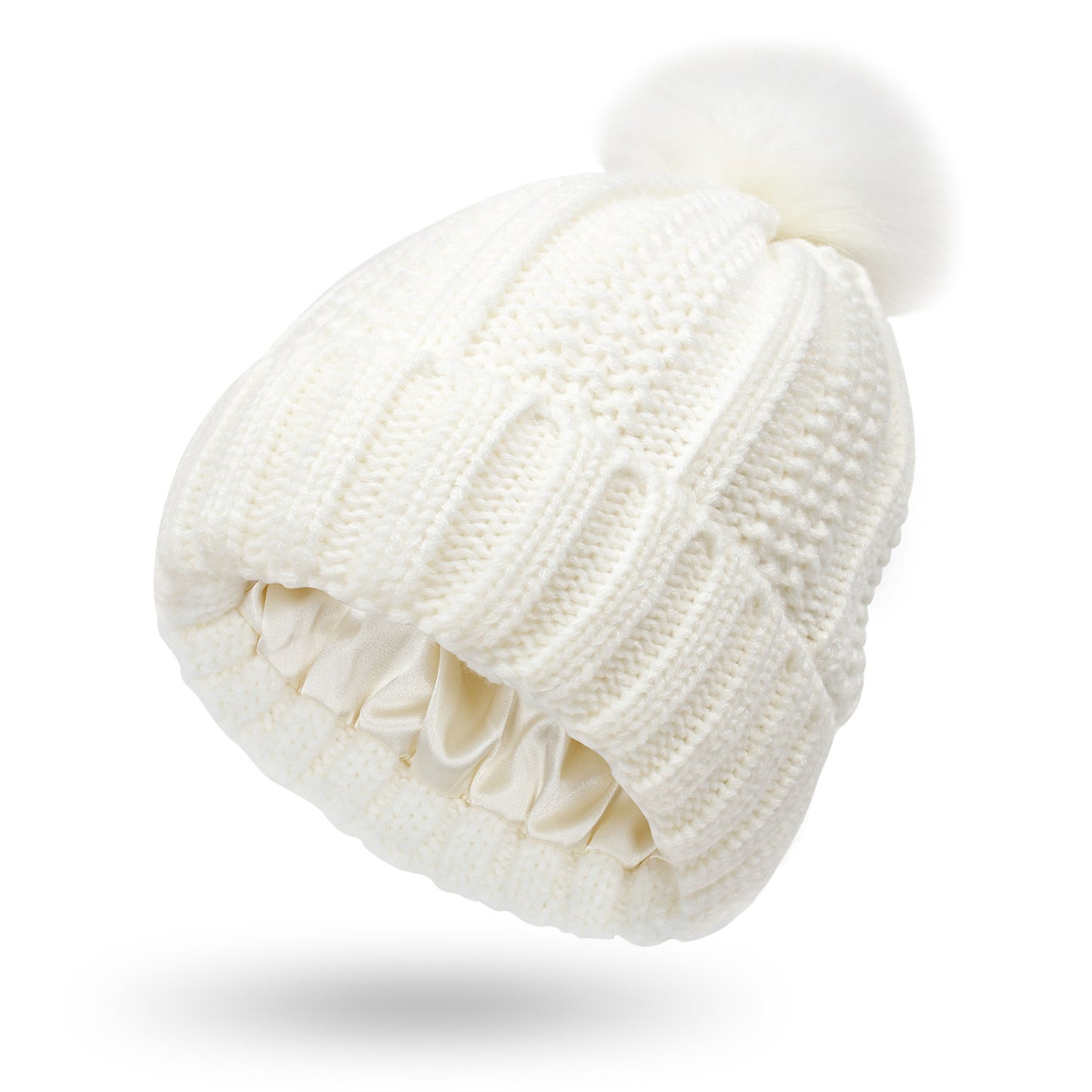 bonnet satin soë beanie blanc