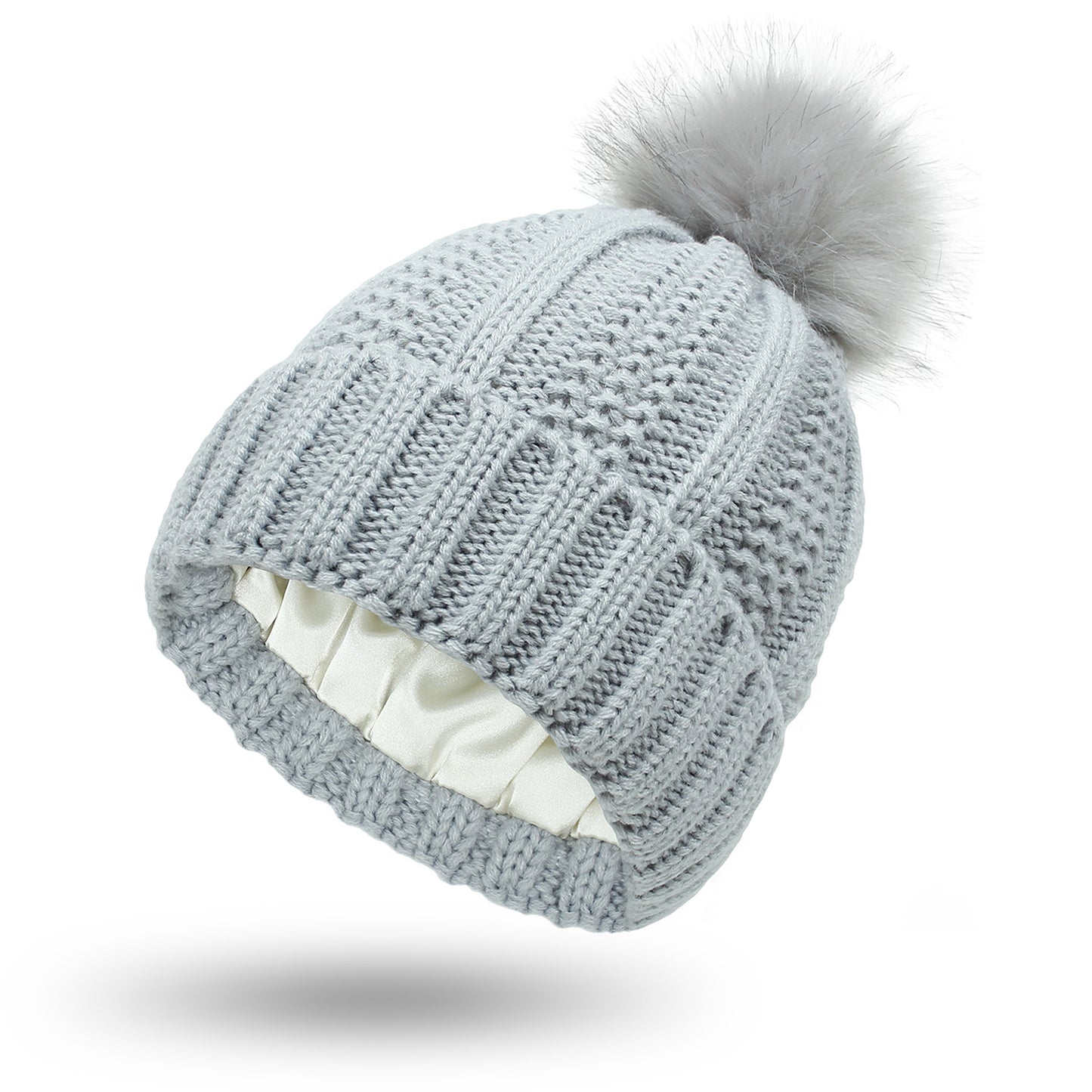 bonnet satin soë beanie gris clair