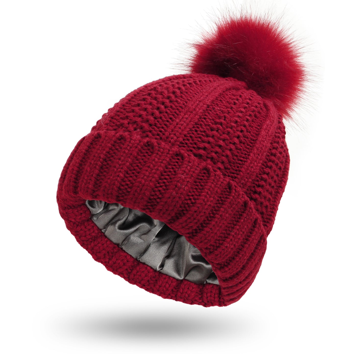 bonnet satin soë beanie rouge bordeaux