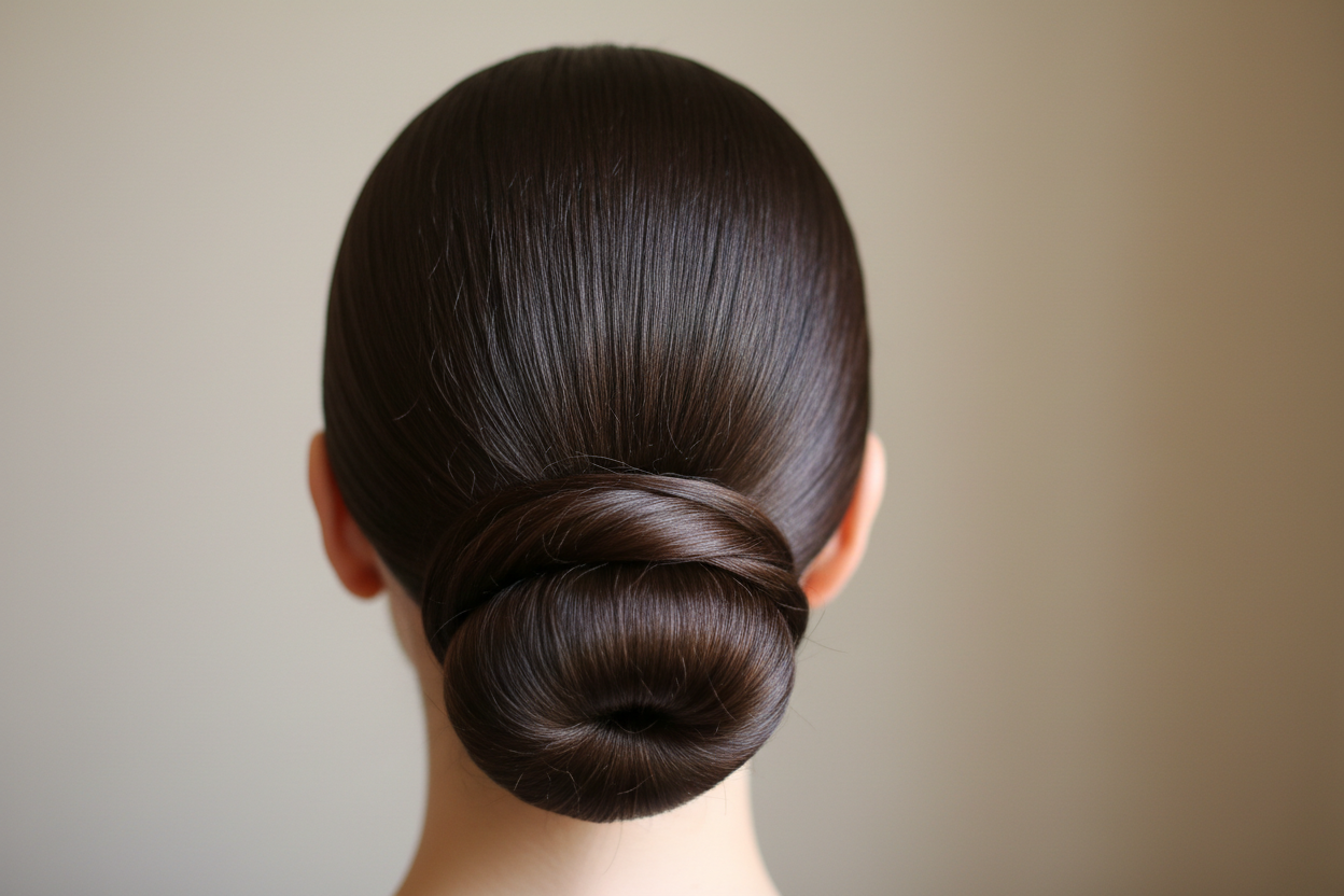 Sleek bun sans casse
