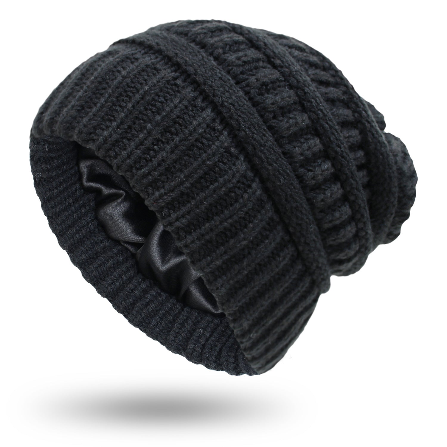 bonnet satin soë beanie noir