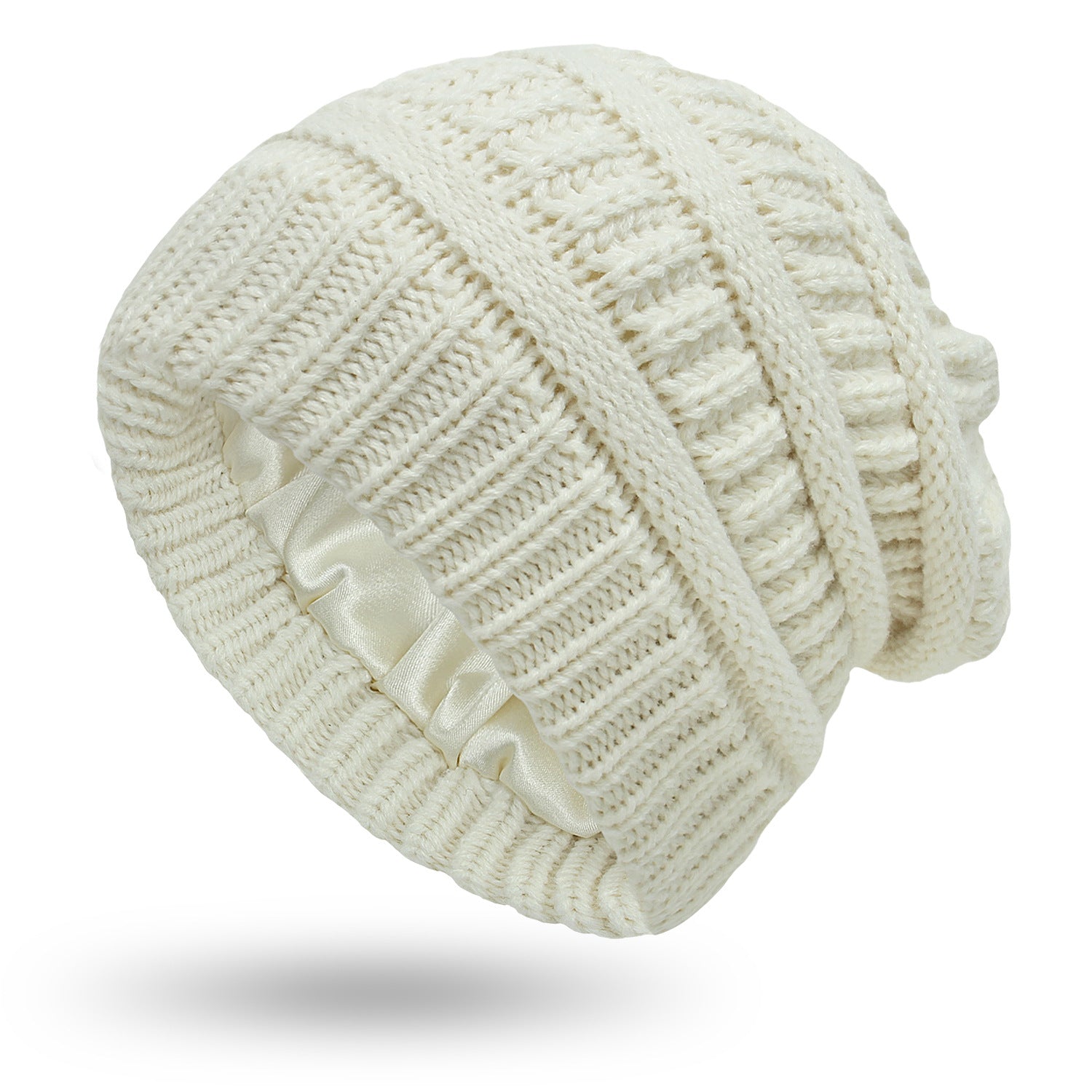 bonnet satin soë beanie blanc