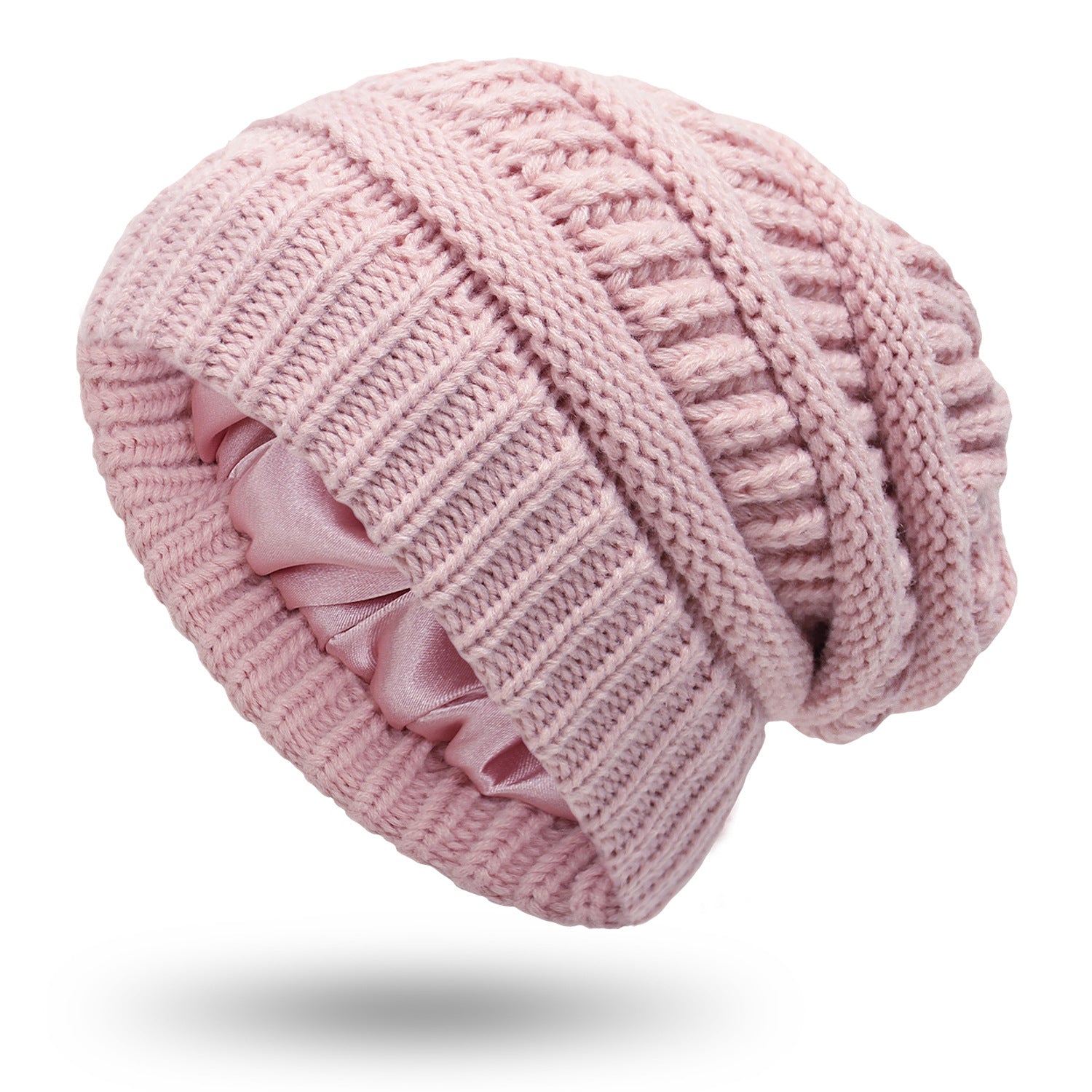 bonnet satin soë beanie rose
