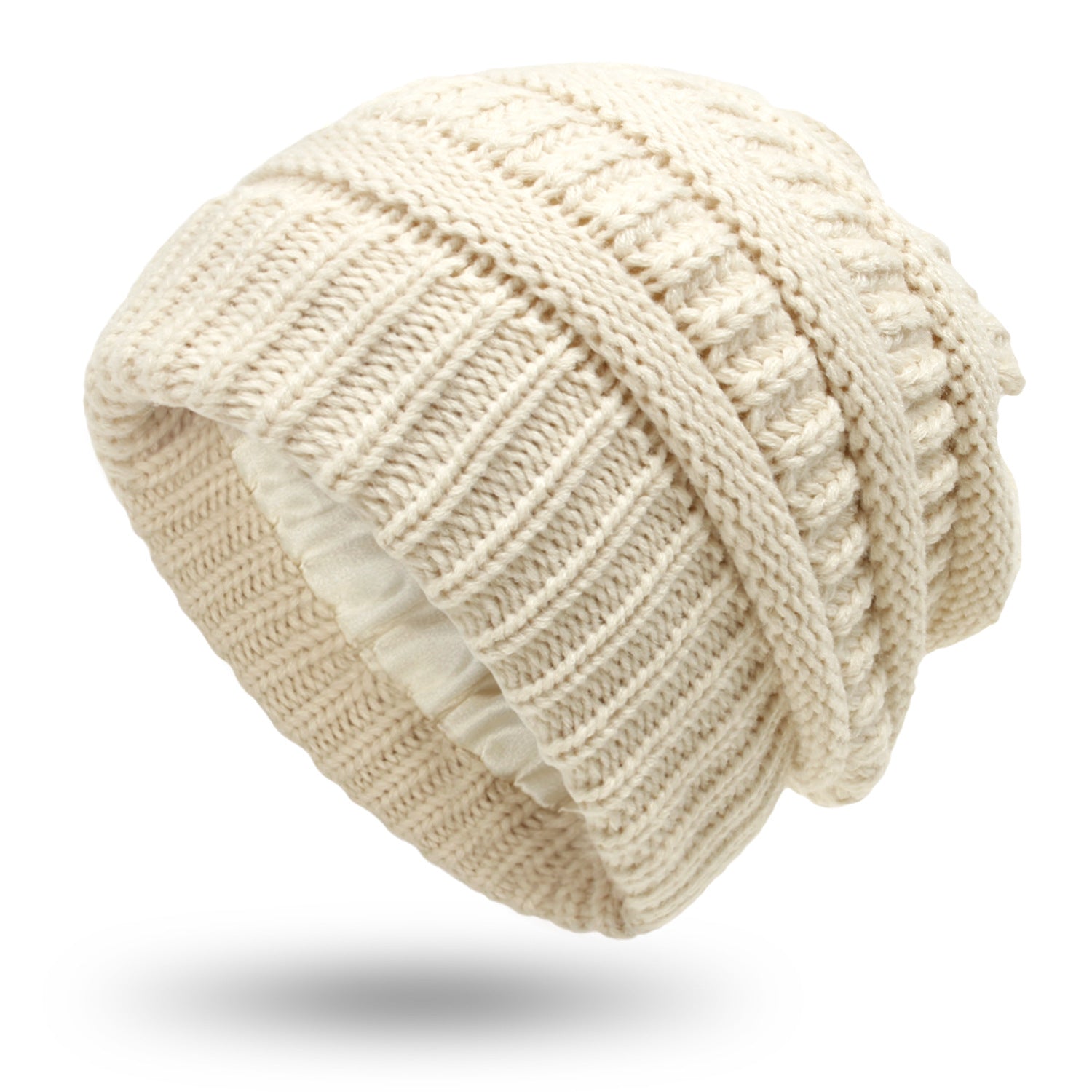 bonnet satin soë beanie beige